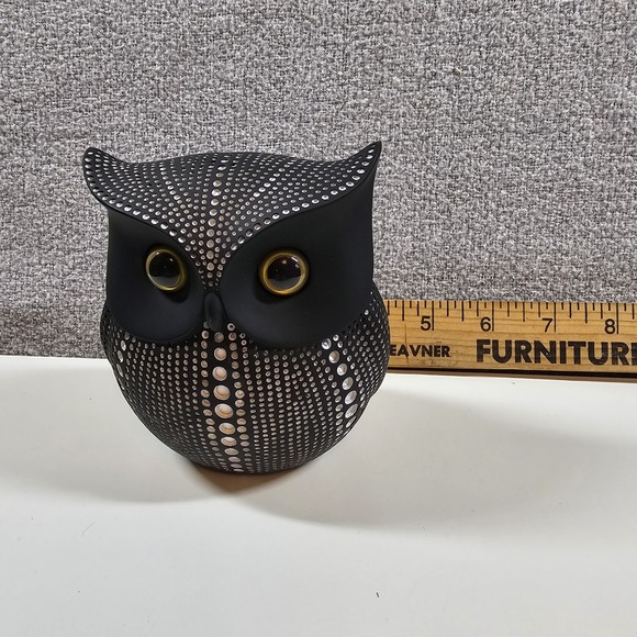 Owl Debossed Resin Figurine‎ Decoration Minimalist Modern Polka Dot Black White - Picture 9 of 11